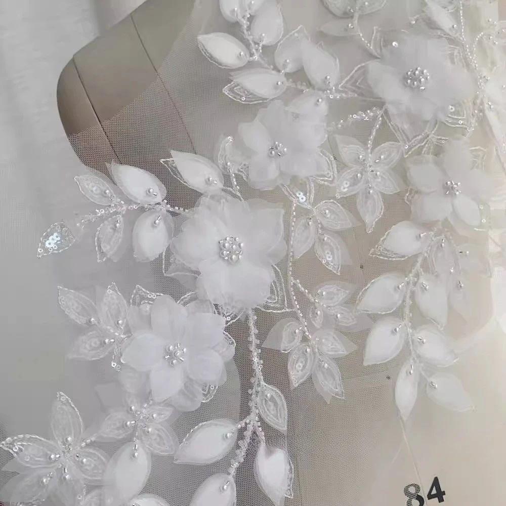 Natürlich weiße handgemachte Nagelperle 3D-Blumenspitze Großes Blumenstück DIY-Bastelzubehör RS – Detail 5