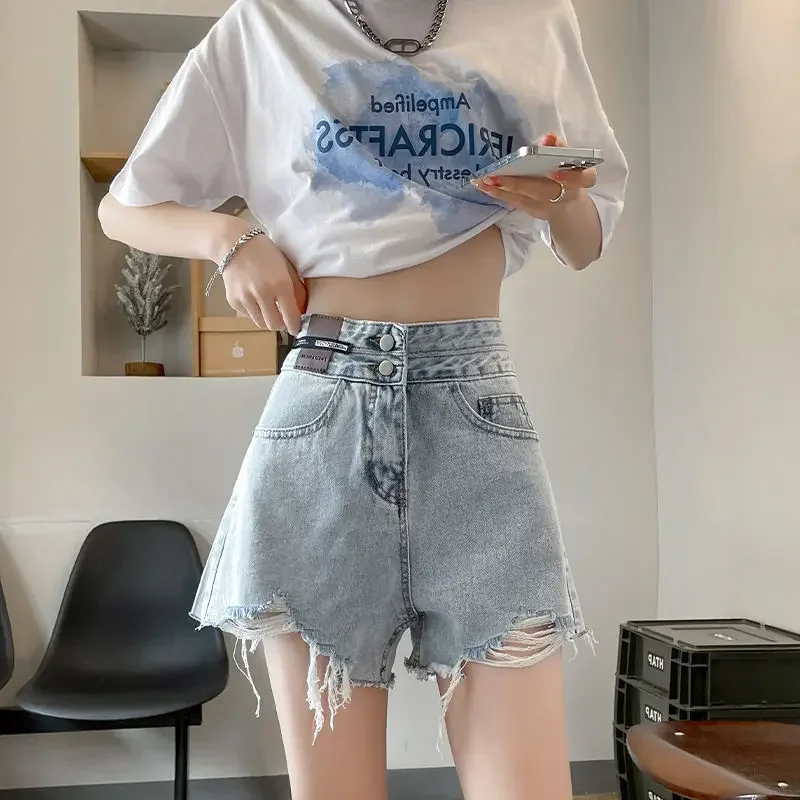 New In High Waist Denim Shorts for Women Summer Korean Style Short Jean Pants Woman Outdoor Hot Outfits Fashion Clothing 2024 XL