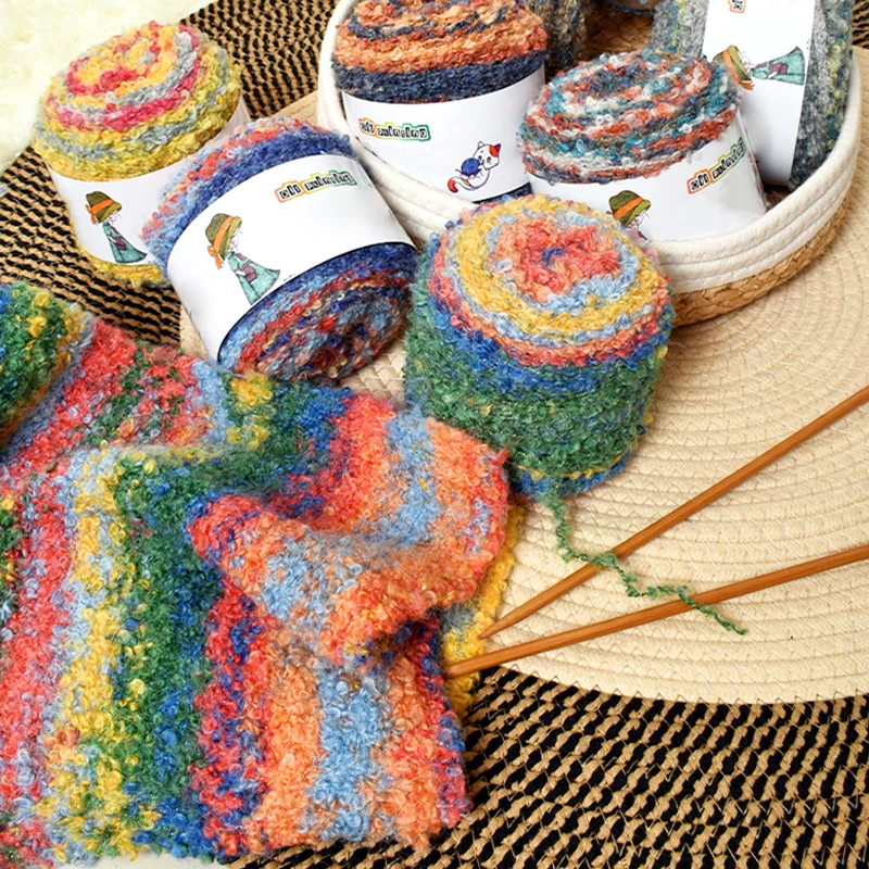 Irish Oil Painting Yarn Horsehair Rainbow Thread Large Circle Segment Dyed Wool Thread Hand Woven Sweater Outerwear Thread