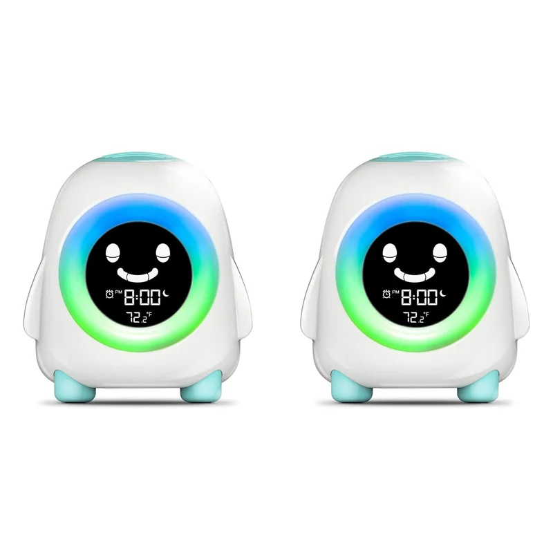 【Rushed】2X Kids Alarm Clock, Alarm Clock For Kids, Ready To Wake Up Sleep Trainer, Colorful Night Light, Nap Timer