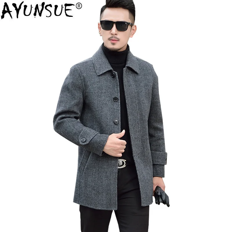 

AYUSNUE 100% Wool Coat Men Double-sided Overcoat Casual Man Jacket Korean Mens Coats and Jackets 2010 Manteau Homme KJ1935