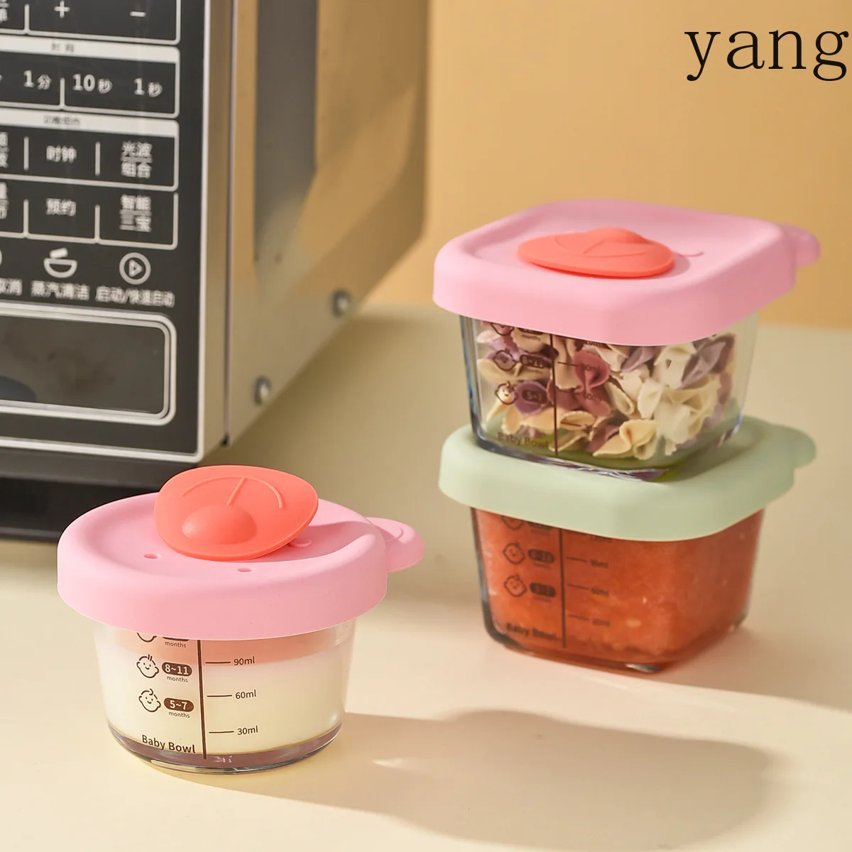 LMM sealed storage box glass complementary food bowl silicone cover can be cooked fresh-keeping box