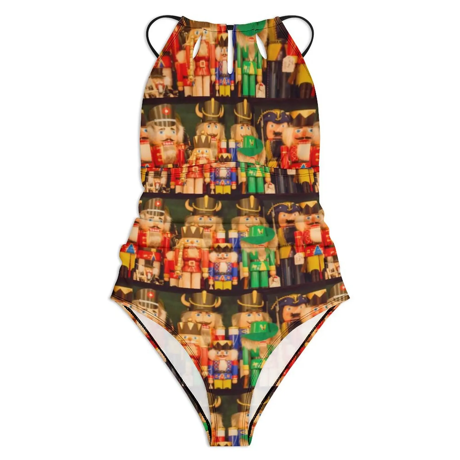 Army of Nutcracker Swimsuit Sexy Christmas Print One Piece Swimwear Push Up Bodysuit Modern Holiday Pool Monokini
