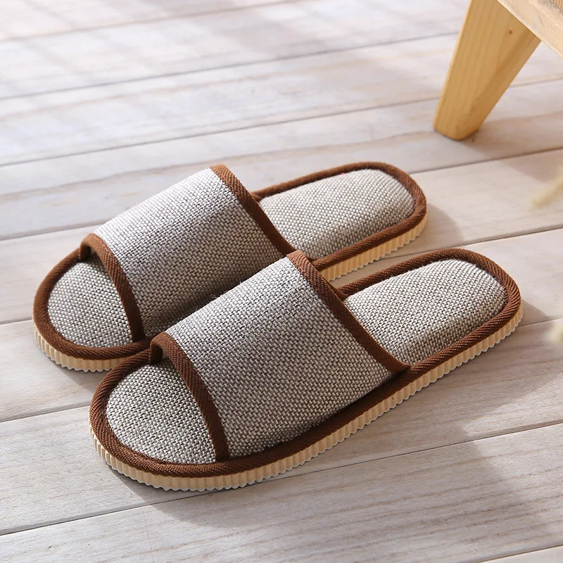 

1Pairs Men Women Cotton Hemp Slippers Anti-slip Home Hotel Slides Travel Sandals Hospitality Guest SPA Footwear Shoes Unisex