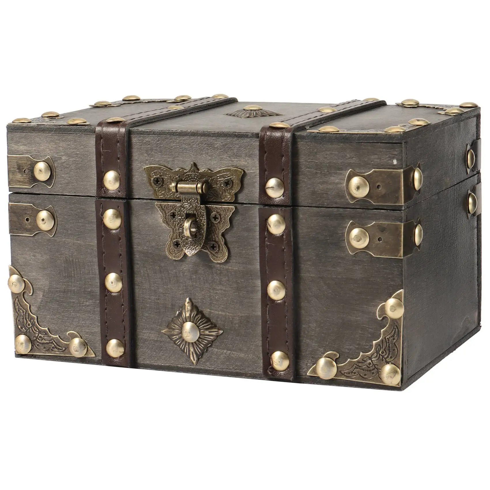 Europejskie pudełko do przechowywania w stylu retro z drewna, drewniane pudełko dekoracyjne, rekwizyt do escape roomu.