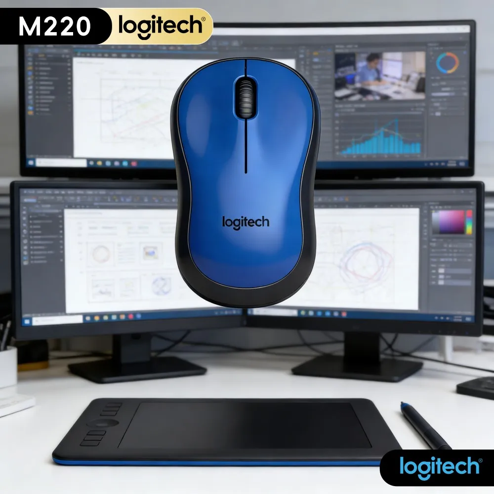Logitech M220 Silent Click Mouse 1000DPI Optical Sensor 18‑Month Battery For PC Mac Notebook Desktop Office Home Windows