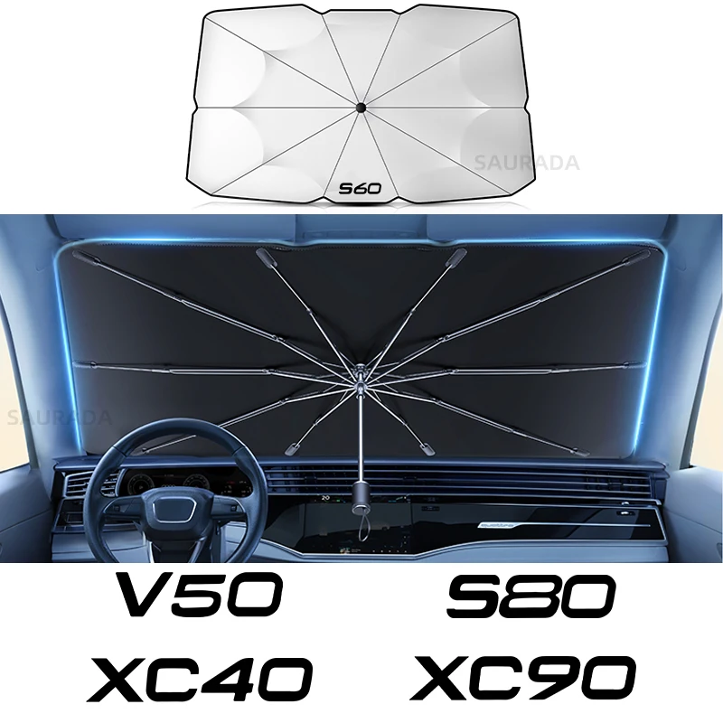 Car Sunshade Umbrella For Volvo XC90 XC60 C30 S60 C70 XC40 V40 XC70 V60 V50 S80 S40 V90 S90 V70 UV Ray Reflector Car Accessories