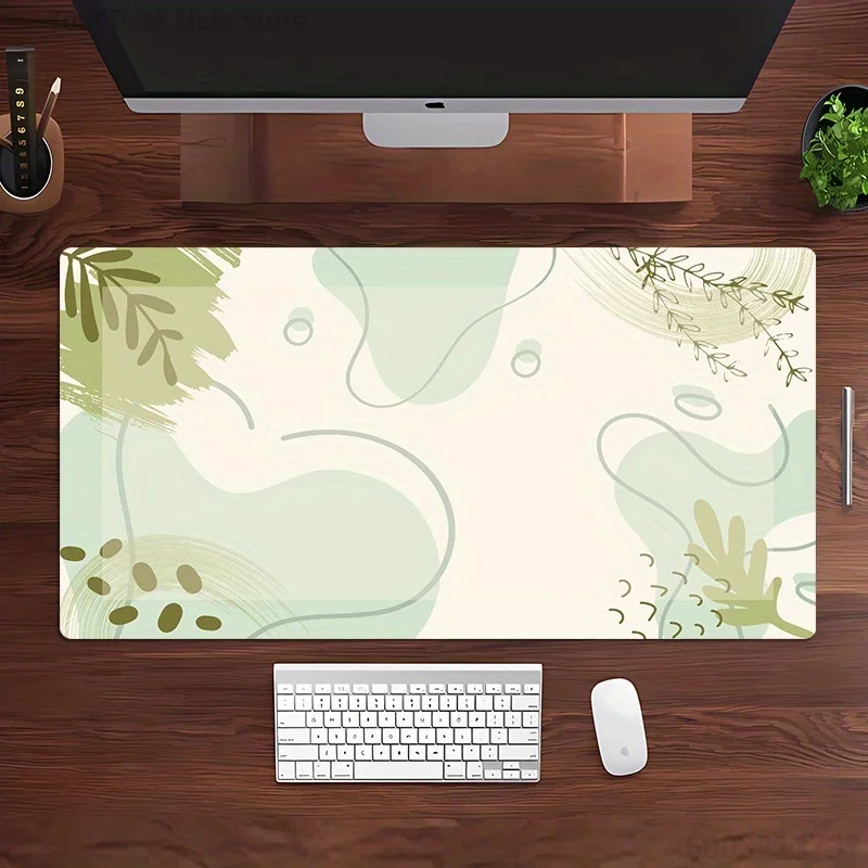 Abstract Botanical Hearts Checkered Star Print Large Desk Mat Non‑Slip Mousepad Laptop Office Game Table Decor Cover
