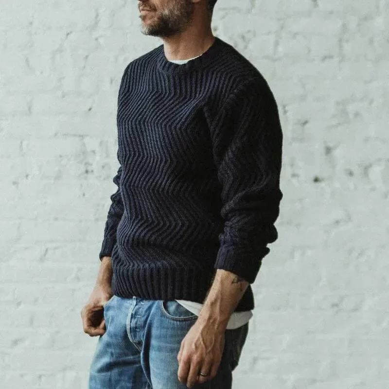 

Autumn Winter 2025 New Fashion Men's Vintage Solid Color Casual Trendy O-neck Long Sleeve Knitted Pullovers Male Sweater