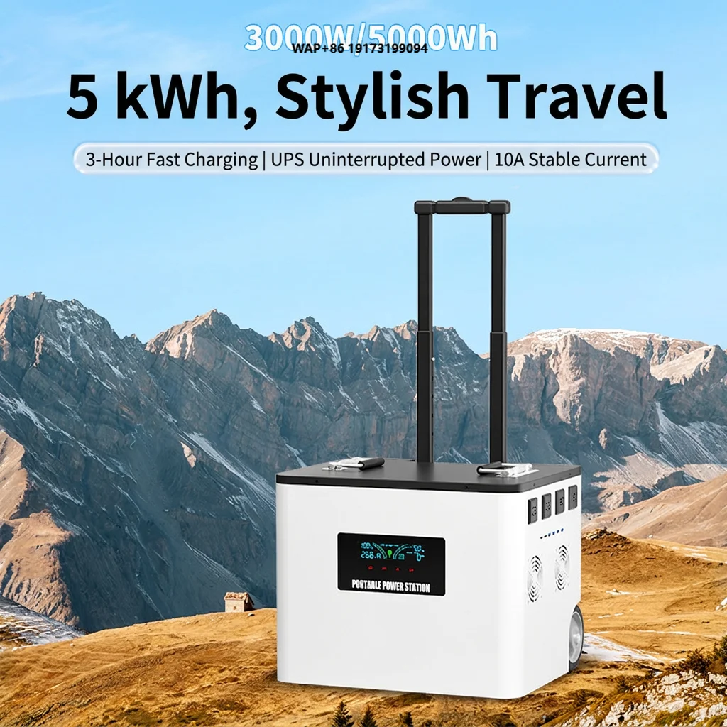 Outdoor Alloy Portable Power Station 220V with LED Display & Pure Sine Wave-High Power for Travel Camping & Night Market Stall