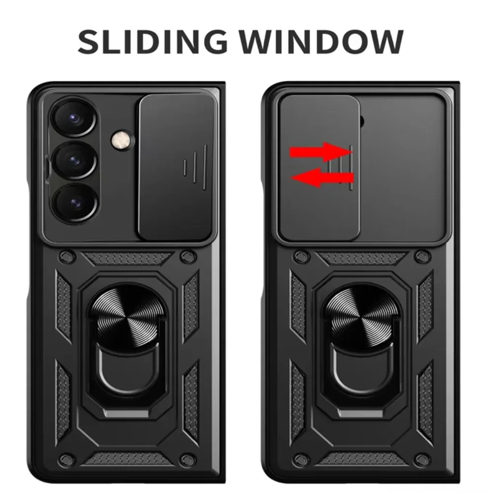 360° Rotating Metal Ring Sliding Push Window Lens Protection Luxury Armored Shockproof Case for Samsung Z Fold 8 Ultra 8 7 6 5 - view 5