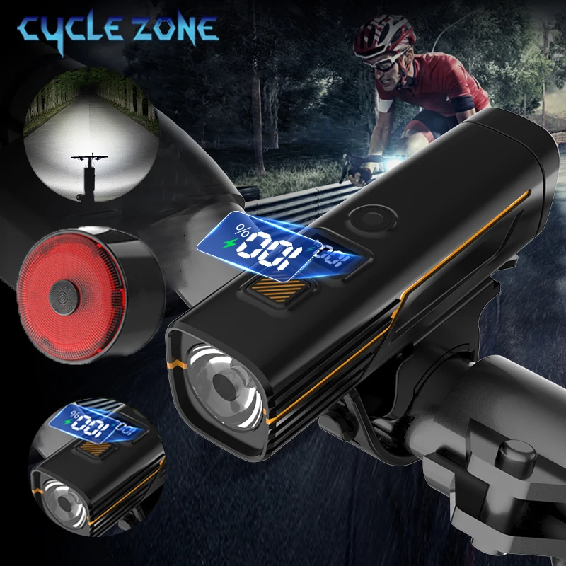 

Lighting Sensor Bike Headlight 5 Modes Bike Front Light Rechargable Warning Red Rear Tail Light Cycling for Night Riding Safety