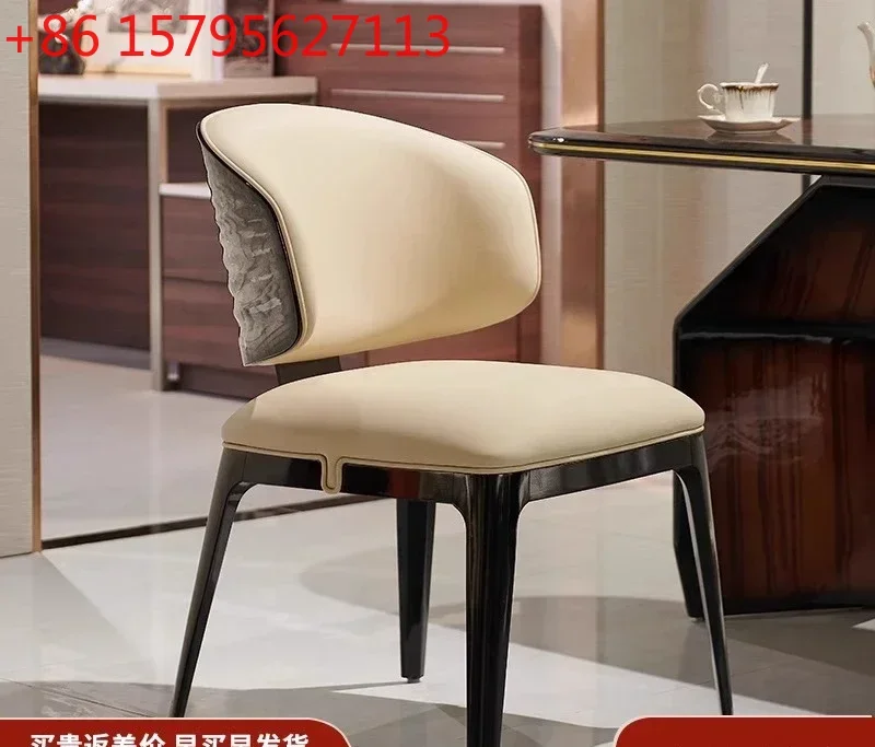 

Solid wood paint corrugated chair Italian light luxury home backrest haute couture dining chair master chair