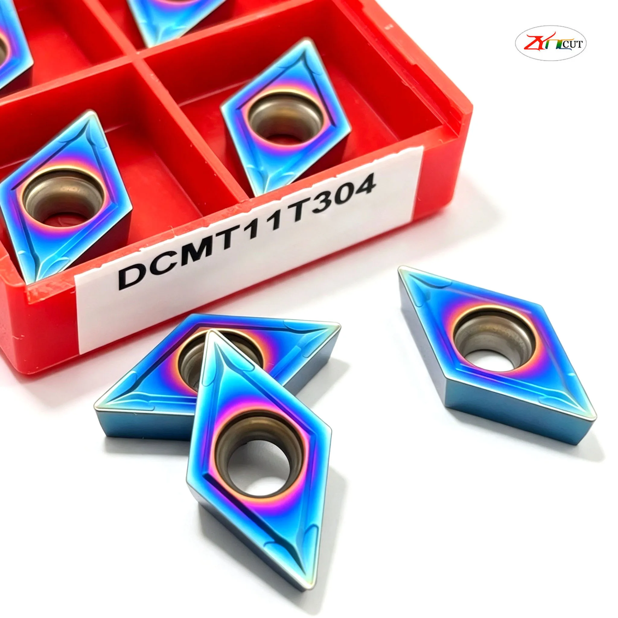 Nano Blue DCMT070204/08 DCMT11T304/08 High Hardness Cylindrical and Inner Hole CNC Cutting Tool Stainless Steel Carbide Insert