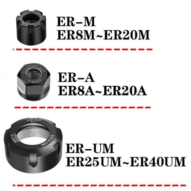 ER8 ER11 ER16 ER20 ER25 ER32 ER40 dado A M UM ER dado CNC dado macchina per incidere ER pinza dado per portautensili tornio strumenti di fresatura