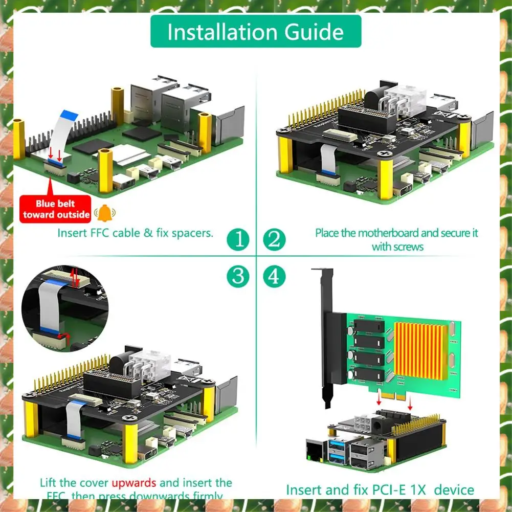 

JAJA PCI-E Express PCI-E 1X Adapter Card With External 12V Power For Raspberry Pi