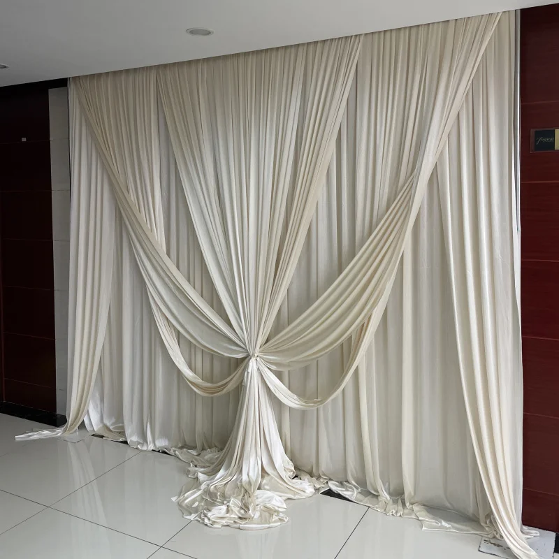 Customs Fashion Beige Wedding Backdrop Curtain Drapes Wedding Supplies Party Event Birthday Stage Background Draperia Decoration