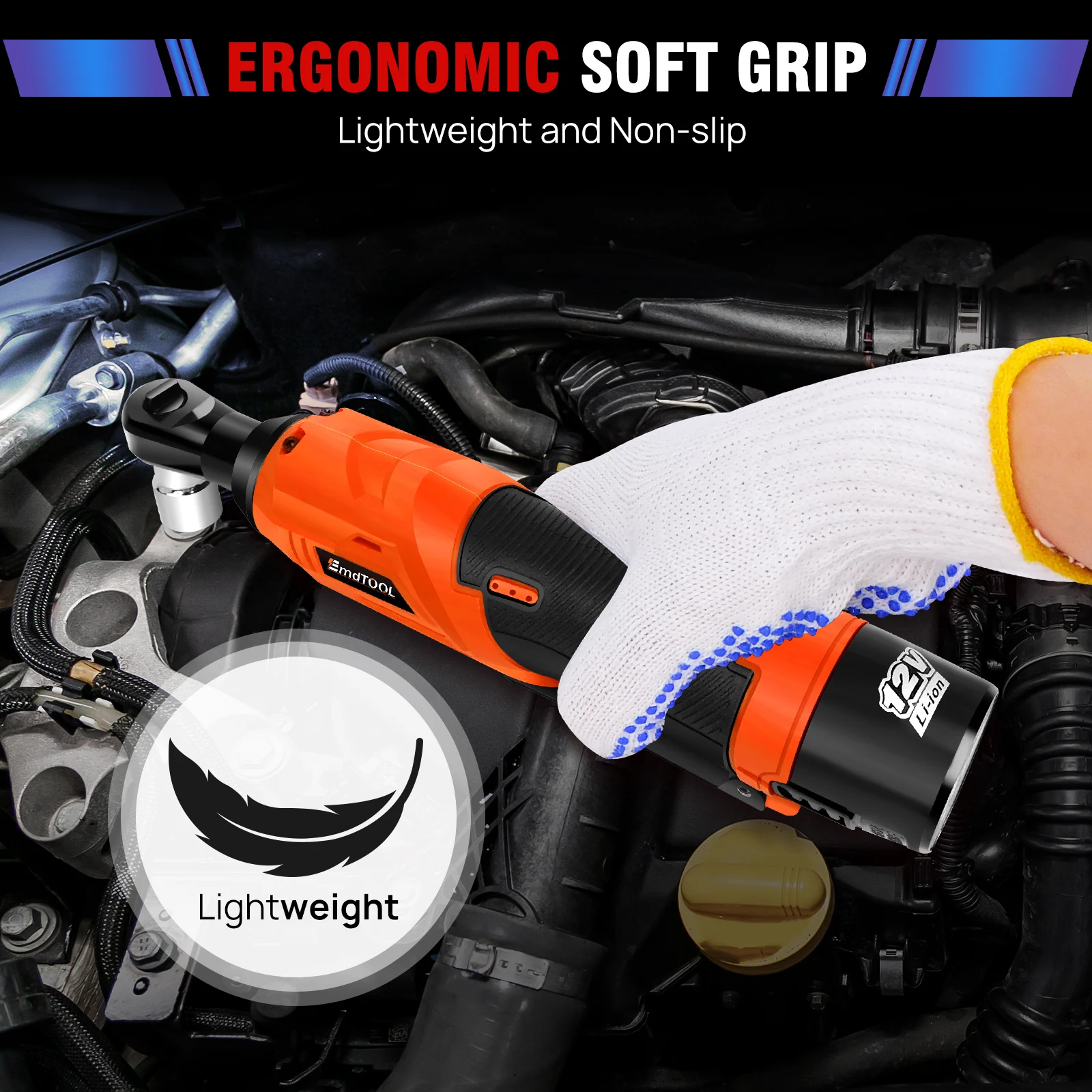 مجموعة مفاتيح ربط سقاطة كهربائية لاسلكية ، طاقة ، سائق سقاطة مع 7 مقابس ، بطاريتين ليثيوم أيون ، مفتاح إلى الأمام والعكس ، "، 12 فولت