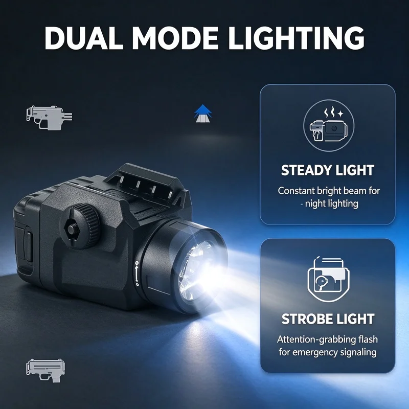 Portable Mini LED Torch Toy Under-mount Night Light Dual Mode Strobe Steady Lighting for Outdoor Sports Emergency Use