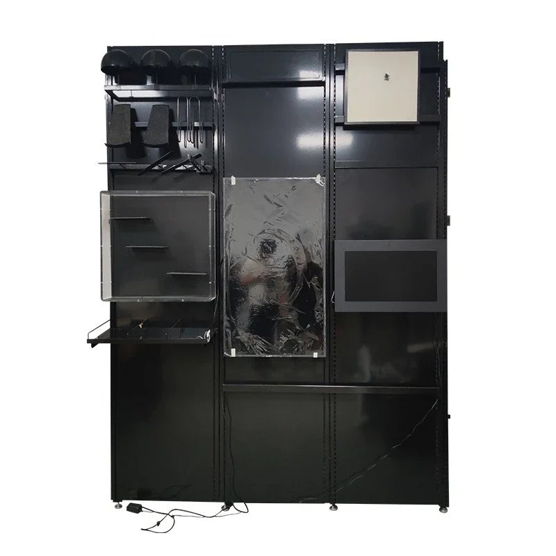 Display stand, sheet metal processing wall, processing sporting goods store, shoe wall