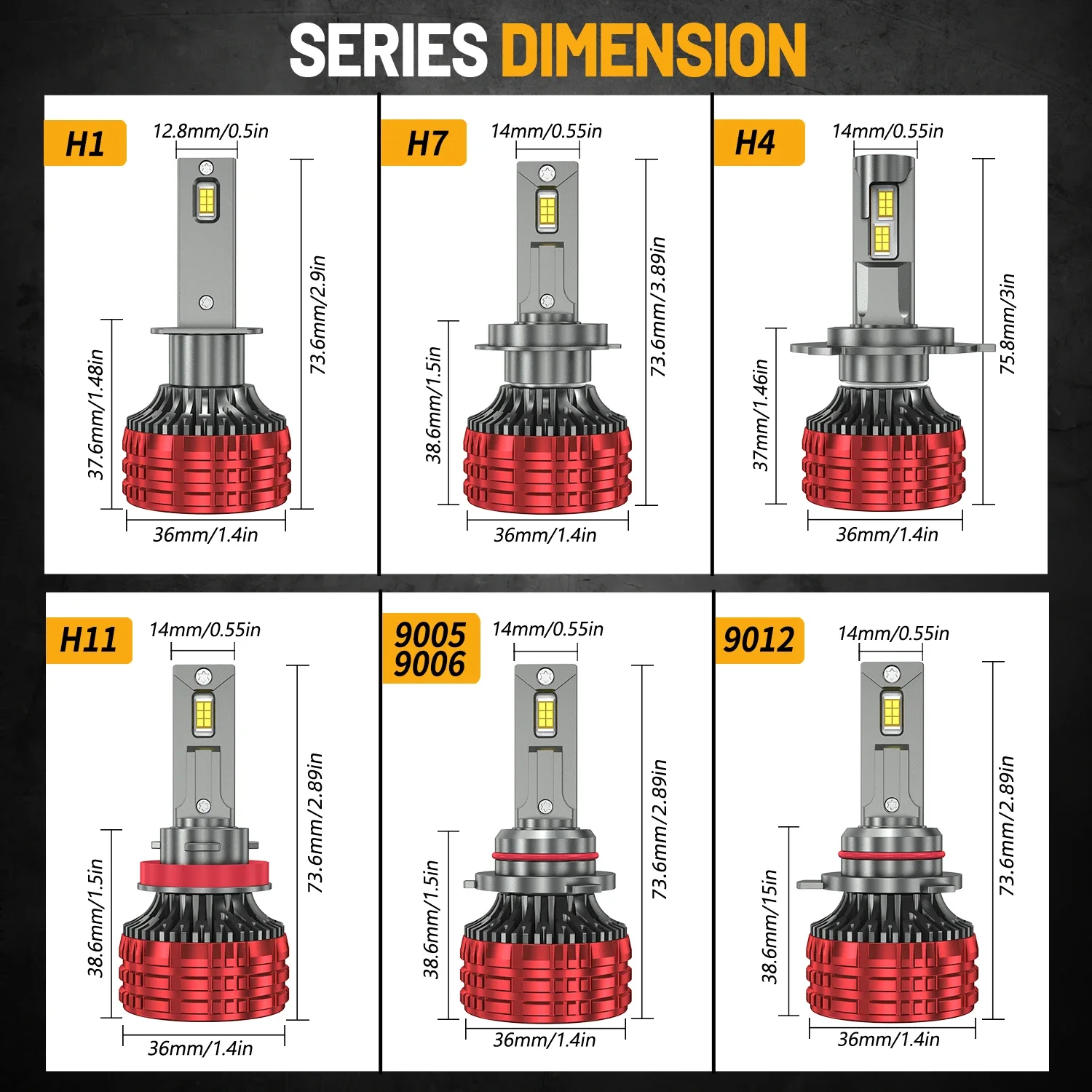 HYNBYZJ H4 H7 LED CANBUS H11 H1 9005 HB3 9006 HB4 H8 H9 9012 LED Headlights 520W High Power 600000LM 6000K Car Headlamp Bulb