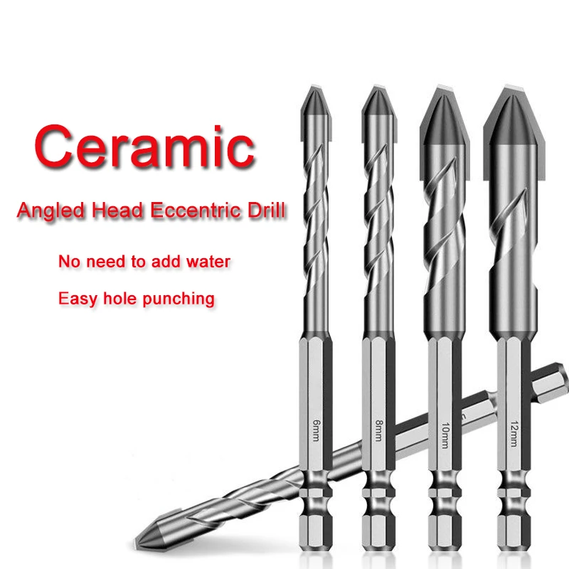 

4Pcs Angled Head Eccentric Drill 6/8/10/12mm Practical Hand Tools Drilling Tools Multi-faceted Drill Bit For Faster Drilling
