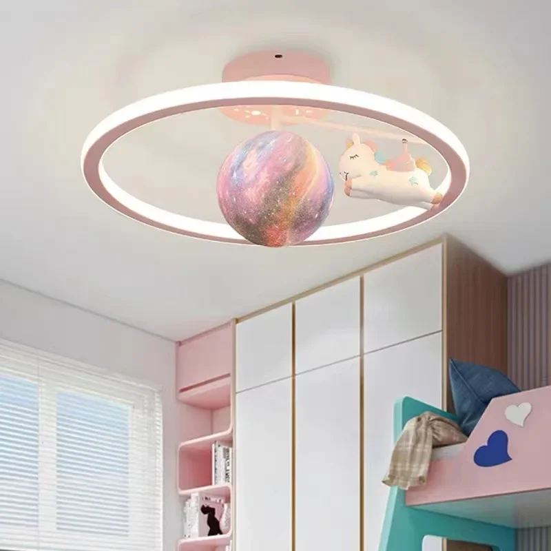 Ceiling Chandelier Lamps for Child\'s Bedroom Living Room Decor Home Decoration Lighting Fixture Cartoon Unicorn Kid LED Lights