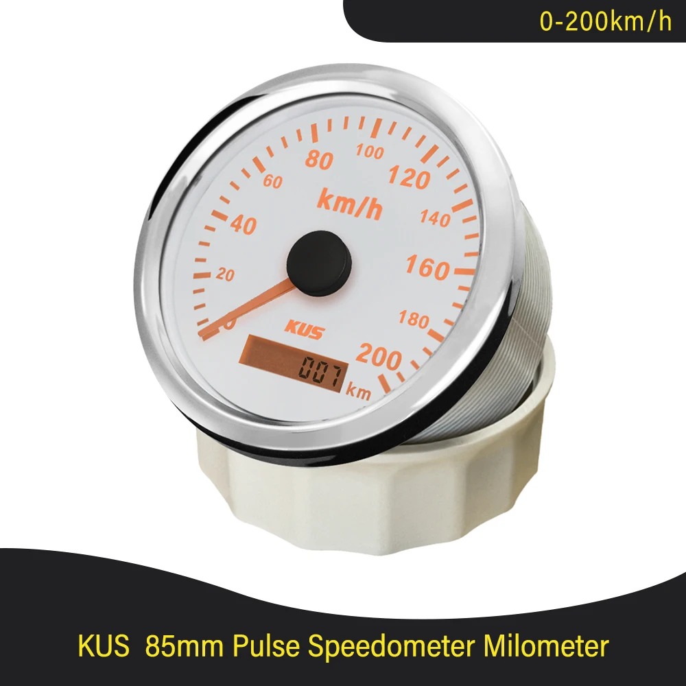 

Универсальный импульсный спидометр KUS, 85 мм, 0–120 км/ч, 0–200 км/ч, с красной и желтой подсветкой, доступная для автомобиля, лодки, 9–32 В