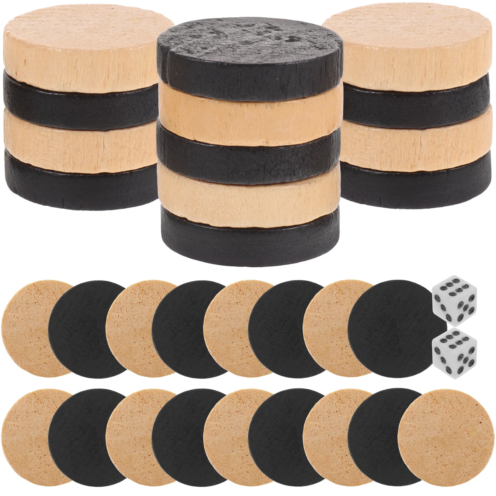 

1 set 1 Set Wooden Checkers Pieces Backgammon Chess Replacement Round Accessories For Board Travel Backgammon Pieces Accessory