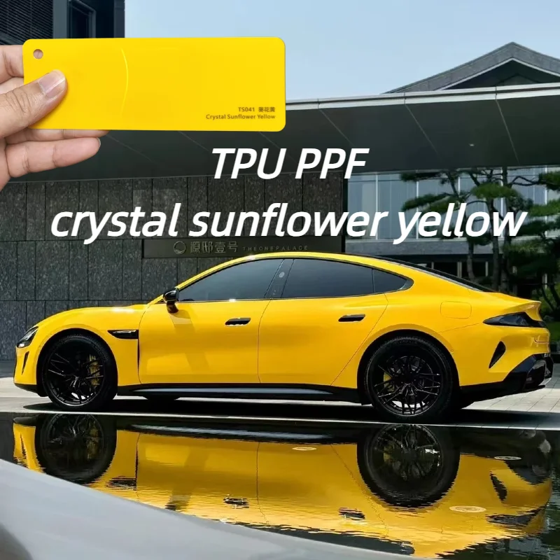 

Пленка Crystal Sunflower Yellow TPU PPF Ultra Gloss с эффектом самовосстановления, для изменения цвета, защитная, для оклейки авто, рулон, горячая распродажа, бесплатная доставка