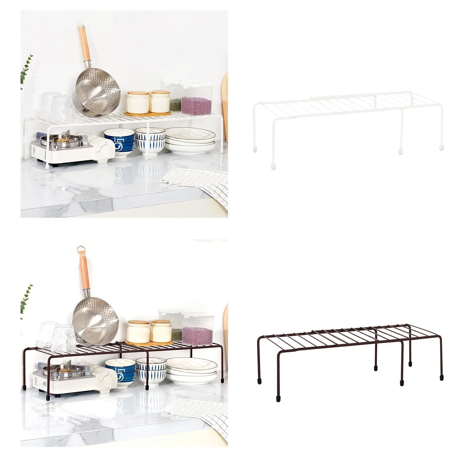 Kitchen Shelf Organizer Storage Rack Counter Tableware Cupboard Pantry Kitchen Riser