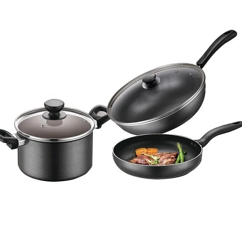 

A full set of pots and pans, non stick pans, frying in household kitchens, universal for gas stoves, gas, and induction cookers