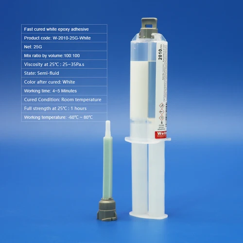 Imagen 2 del producto Pegamento AB rápido de resina epoxi blanca 2010, Parche de electrodoméstico, aplicador de líquido de 25g, 2 componentes, 5 minutos, adhesivo epoxi de curado rápido