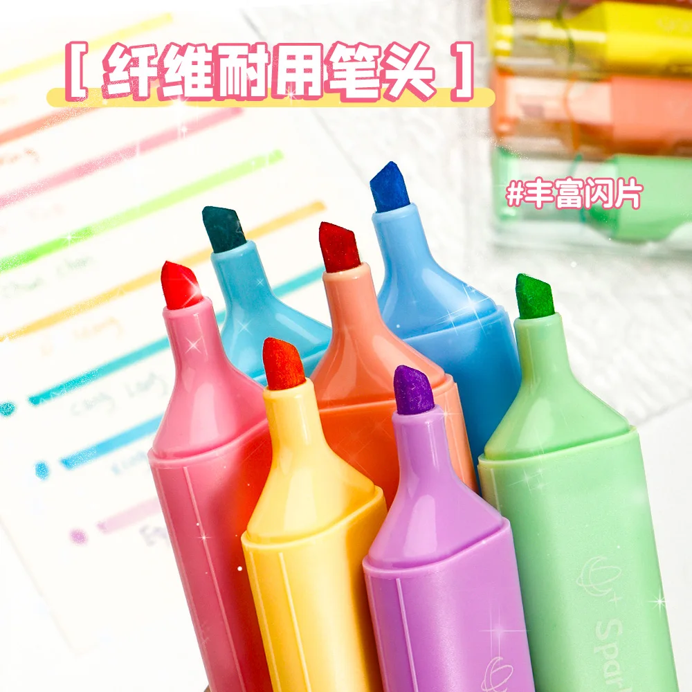 4 ألوان Kawaii فسفورية أقلام الفلورسنت مقاوم للماء للاجتماعات والملاحظات والدراسة بمناسبة مكتب القرطاسية اللوازم المدرسية.