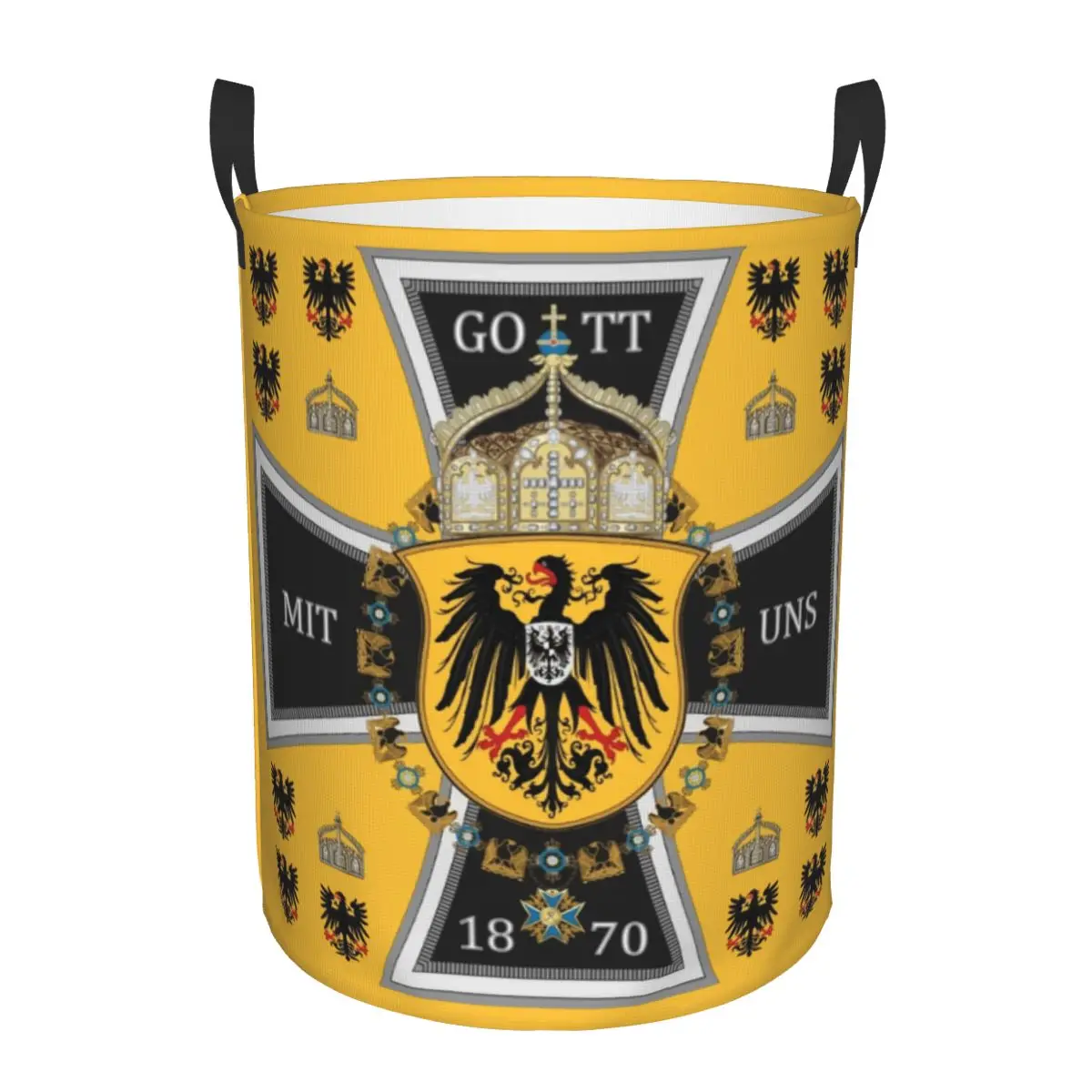 German Iron Cross Laundry Basket Collapsible Templar Knight Germany Flag Clothes Hamper for Baby Kids Toys Storage Bag