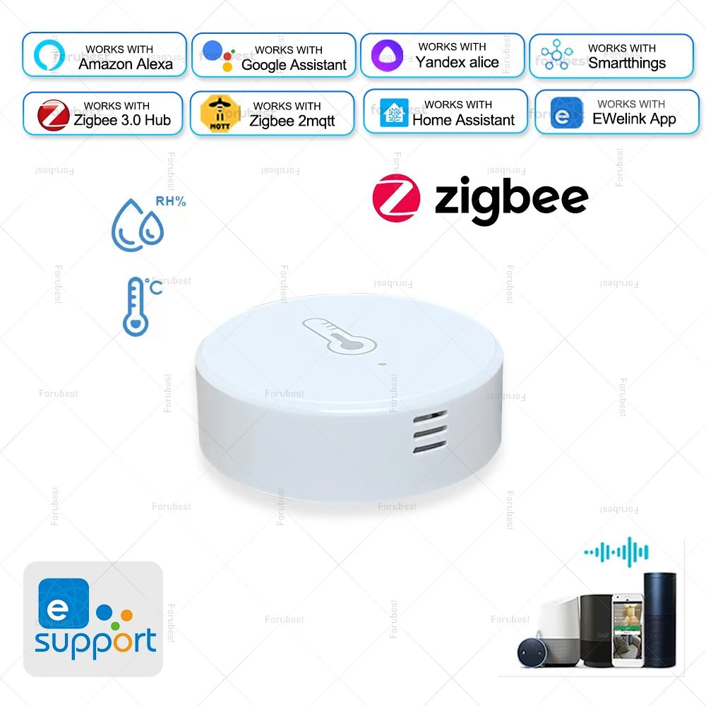 

Датчик температуры и влажности ZigBee, гигрометр для умного дома, термометр, работает с шлюзом Alexa Google Yandex Alice eWeLink