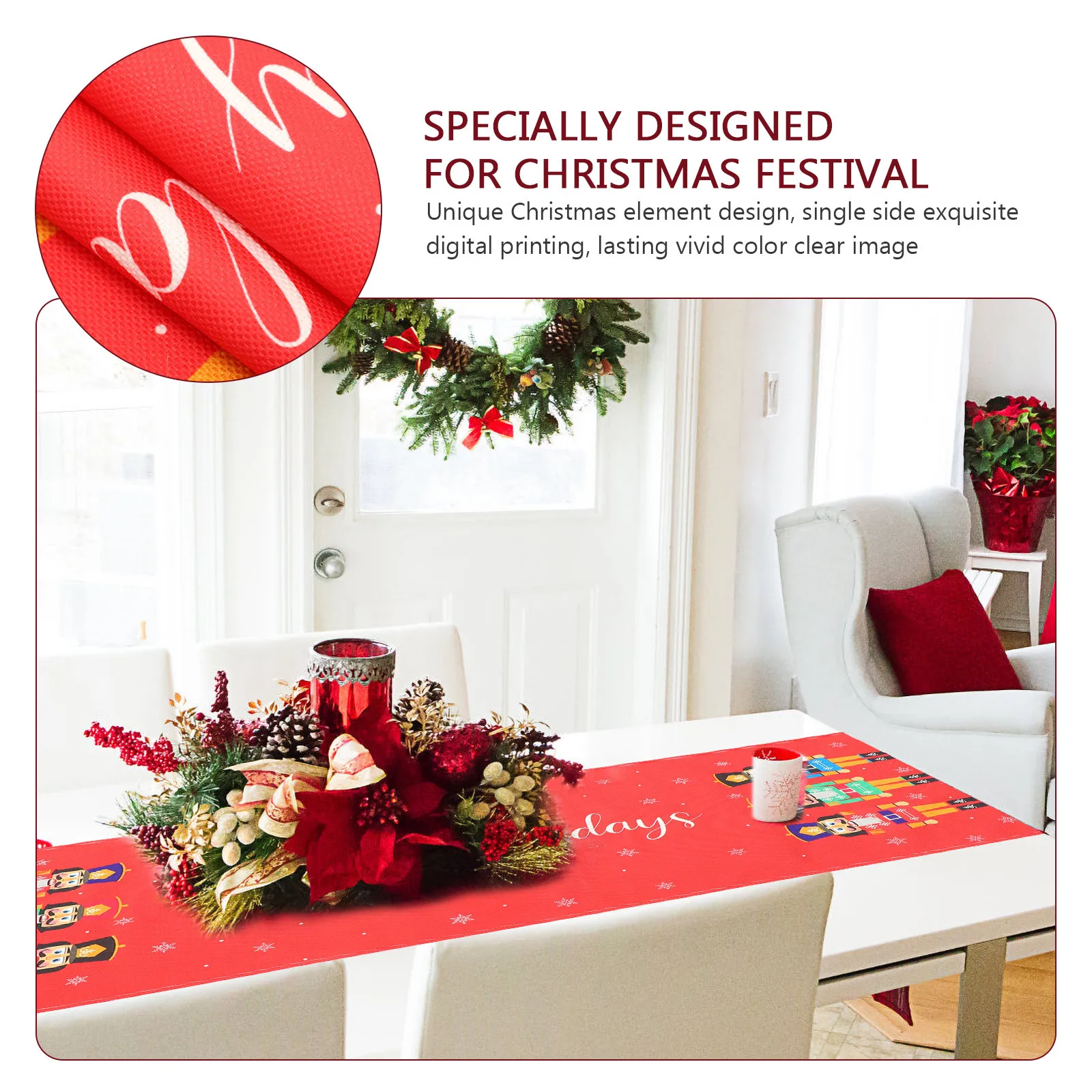 

Christmas Nutcracker Soldier Table Runner Xmas Xmas Dinner Tablecloth Decorative Home Party Table Runner Christmas Tablecloth