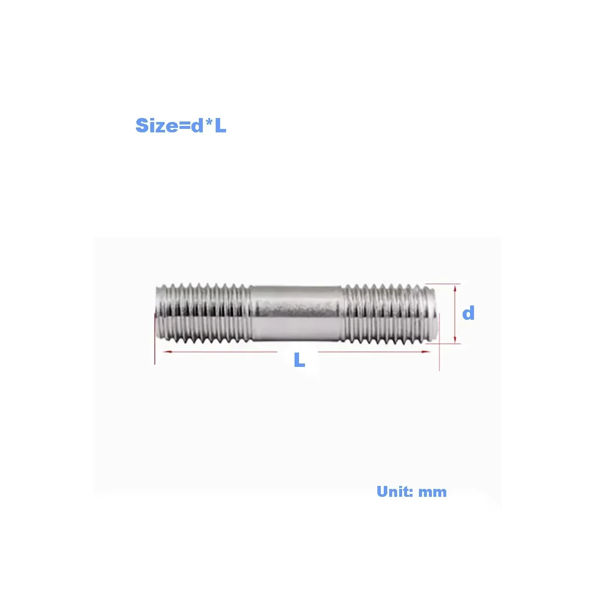 

316 Stainless Steel Double Head Screw Extension Screw Bolt Connection Stud M6M8M10M12