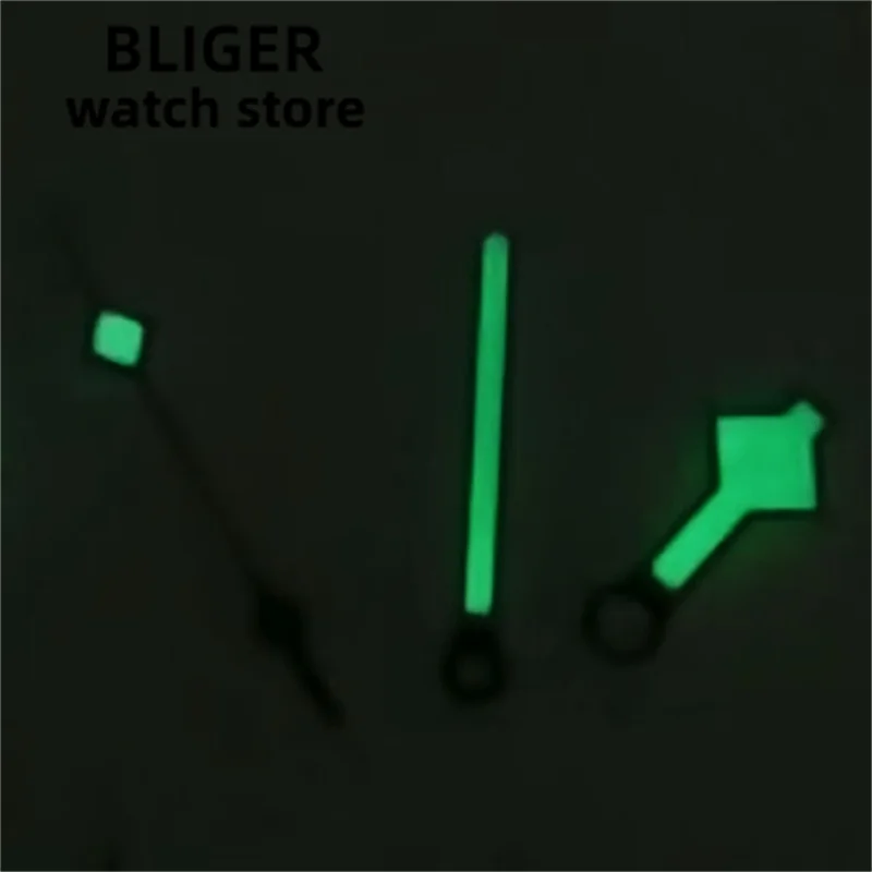 BLIGER ساعة يد جديدة سوداء فضية خضراء مضيئة مناسبة ل NH34 NH35 NH36 NH37 NH38 NH39 ساعة حركة اكسسوارات
