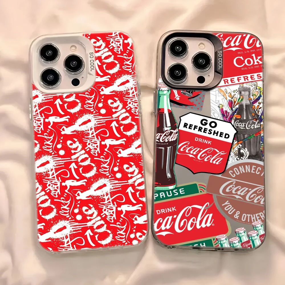 cool C-Coca-C-Cola phone case For iPhone 12 11 13 14 15 16 17 Max Pro Plus  Air Mini Silicone Silver IMD Laser Soft Cover - AliExpress 202192403