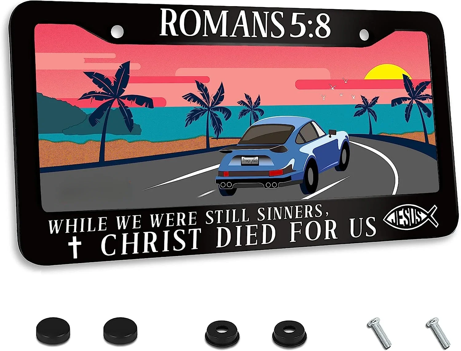 

License Plate Frame Christian Car Accessories Aluminum Personalized License Plate Cover Fits Standard U.S. Vehicles 12x6in