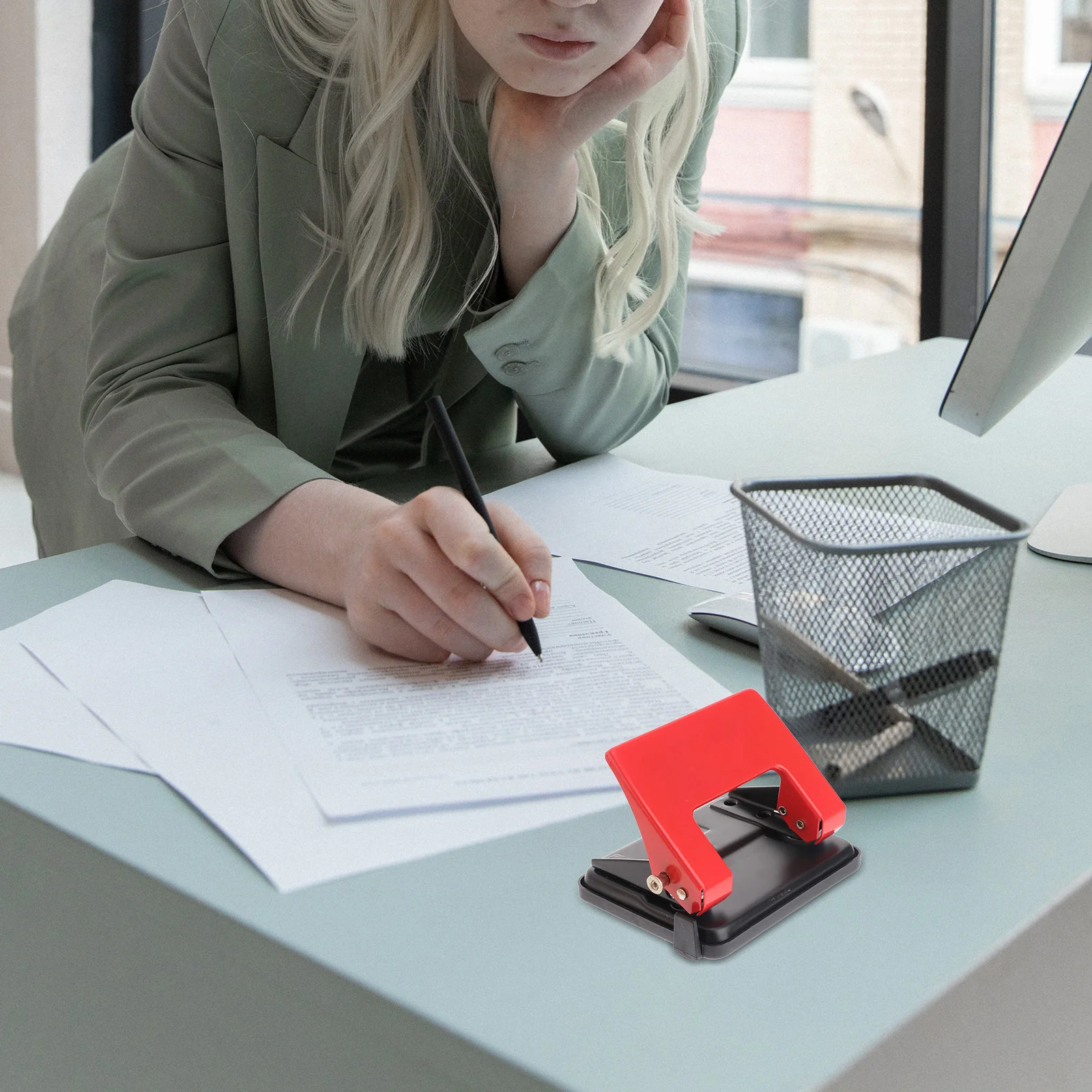 

Manual Double Hole Puncher Heavy Duty Metal Construction 20 Sheet Capacity Comfort Grip for Easy Punching Compact Locking Design