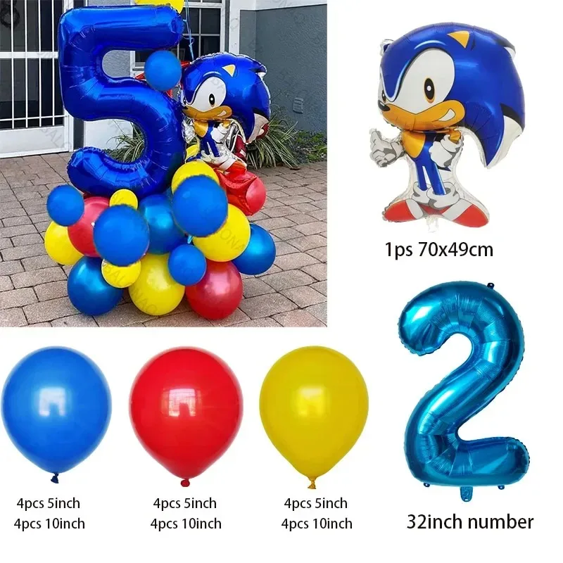 26pcs Blue Hedgehog Balloons Cartoon Soniks Balls Baby Shower Kids Favors Birthday Party Decorations Kids Baby Shower Supplies