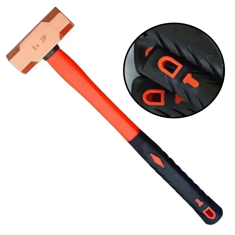 

Медный взрывозащищенный восьмигранный молоток с цельной фиберглассовой ручкой, немагнитный, профессиональный, многофункциональный, малый ручной инструмент