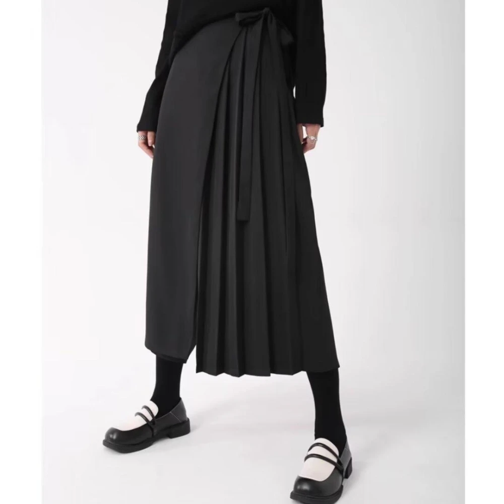 

Модные женские и мужские широкие брюки, юбка, повседневные черные цвета, уникальные дизайнерские брюки унисекс с геометрическим рисунком, японская одежда YY