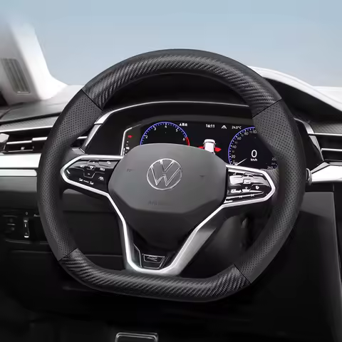 Suitable for Volkswagen Breathable Leather Matte Carbon Fiber Texture Steering Wheel Cover Suitable for Polo Golf 5 6 7 Gol Cc Passat B6 B8 Jetta Scirocco T4 Crafter Taigo up Santana Nivus Tcros G3 Caddy