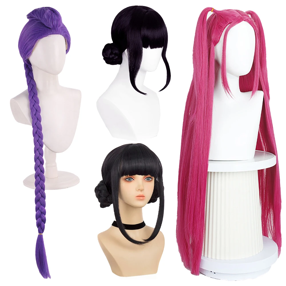 Peruka syntetyczna Anime Rumi Mila Zoe Cosplay, fioletowo-różowo-czarna, odpowiednia dla kobiet, do codziennego użytku, na imprezy, do odgrywania ról, odporna na ciepło.