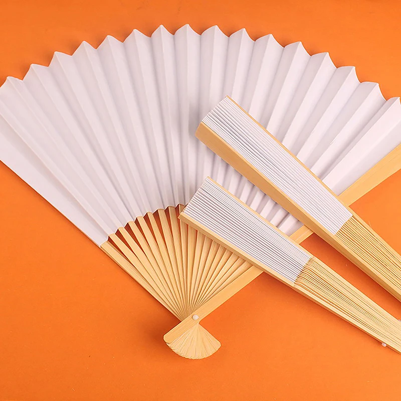 7’ Folding Paper Fan Chinese Style Blank Paper Fan Wedding Party Favour Decoration For Handmade Practice Calligraphy Supplies