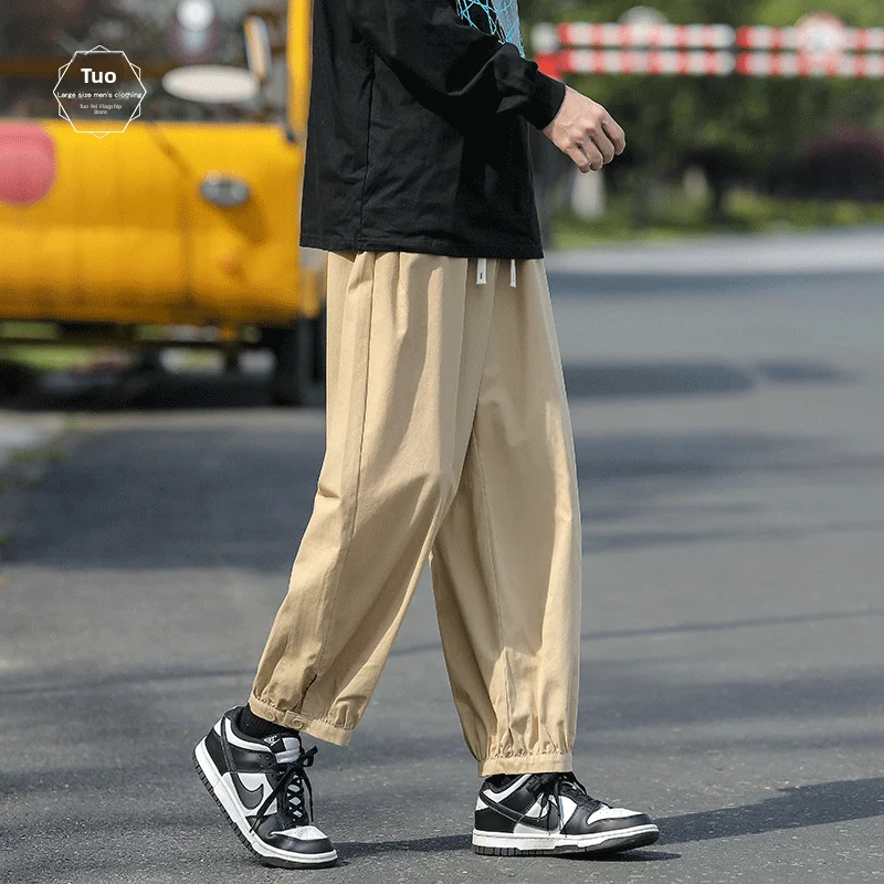 

Khaki Trousers Men's Summer 2024 Trendy y Workwear Loose Casual Pants Cuffed Loose Fit Youthful Sle Polyester Fiber