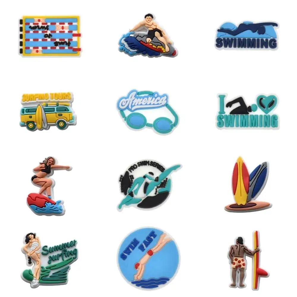 Surfing Sport Shoe Charms for Crocs Accessorie Sandals Men Clogs Pins Women Badges Boy Girls Jeans Kids Decorations Buckle Shoes